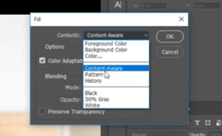 Content Aware Fill - select content aware