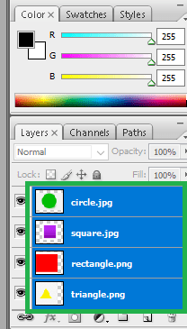 select the layers to merge