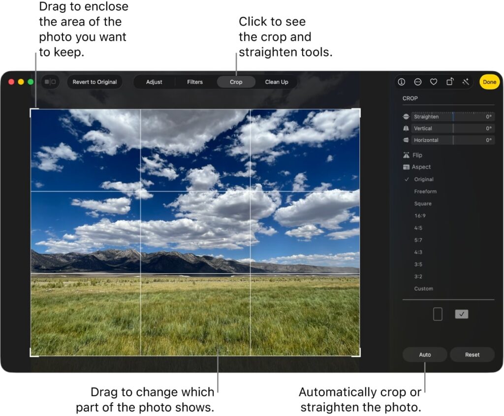 Cropping and straightening a photo in Photoshop on Mac using crop tool