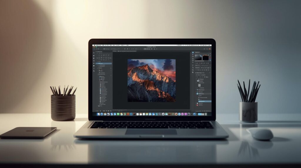 Photoshop running on Mac showing professional photo editing workflow and macOS interface