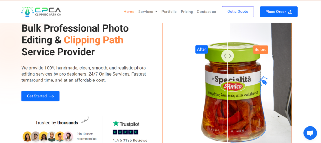 Homepage of Clipping Path CA offering expert clipping path services in London