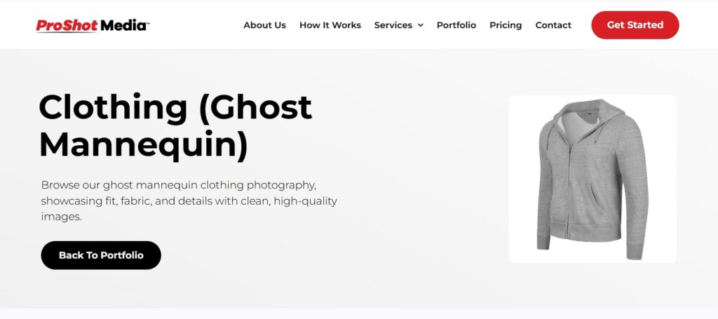 ProShot Media ghost mannequin editing showcasing apparel product enhancement for ecommerce in Los Angeles