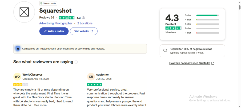real client review of squareshot