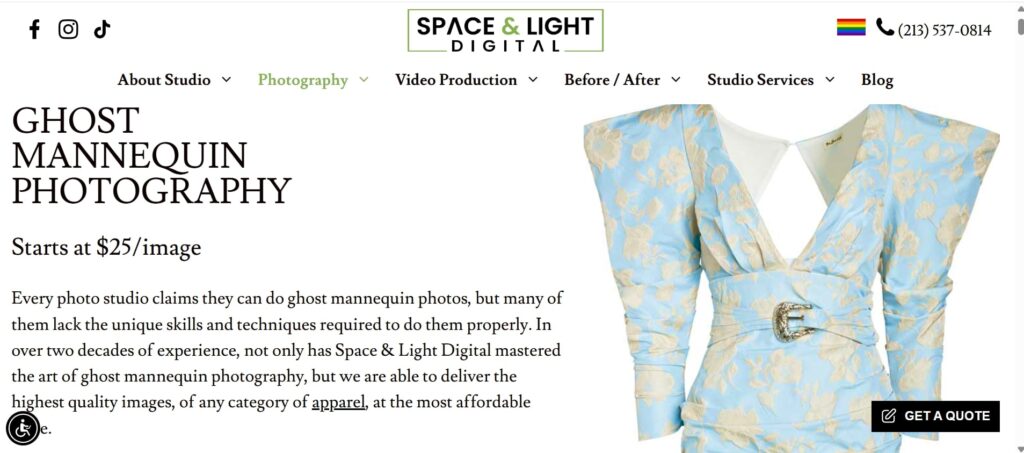 Ghost mannequin editing by Space and Light Digital showcasing before and after product images in Los Angeles