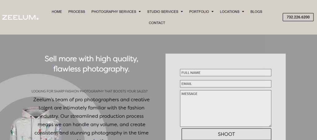 Zeelum ghost mannequin editing results featuring professional apparel product shots in LA