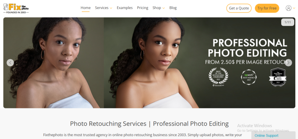 Homepage of Fix the photo 