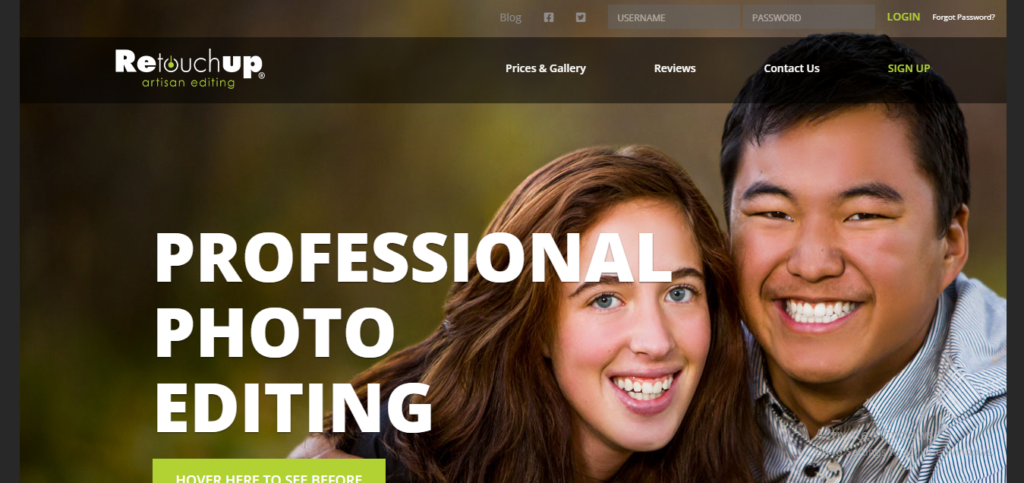 Homepage of  retouchup