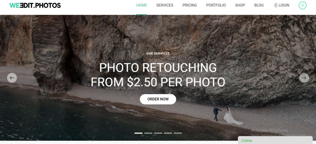Homepage of  we edit photos