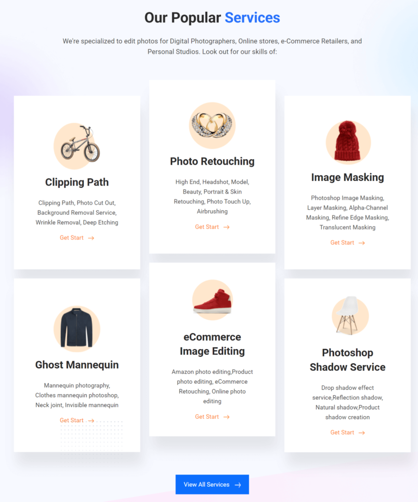 popular services of Clipping Path CA