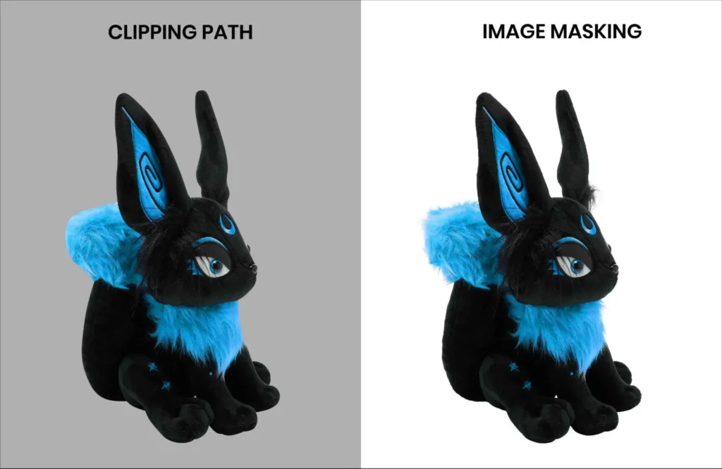 Difference Between Clipping Path and Image Masking Side-by-side example comparing clipping path vs image masking techniques.
