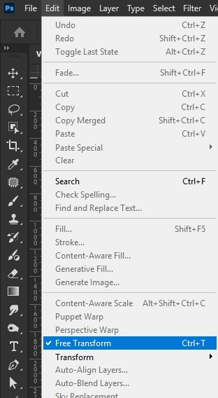 Align Layers Free Transform Photoshop Free Transform tool used to adjust alignment for ghost mannequin editing