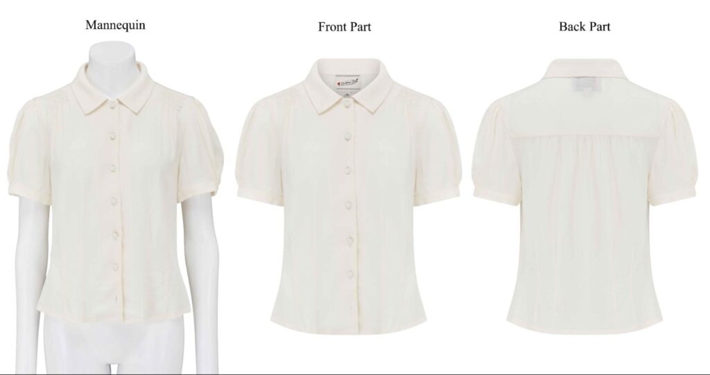 Capture the Right Shots Apparel photographed on a mannequin with separate inner tag and neck shots for ghost mannequin editing