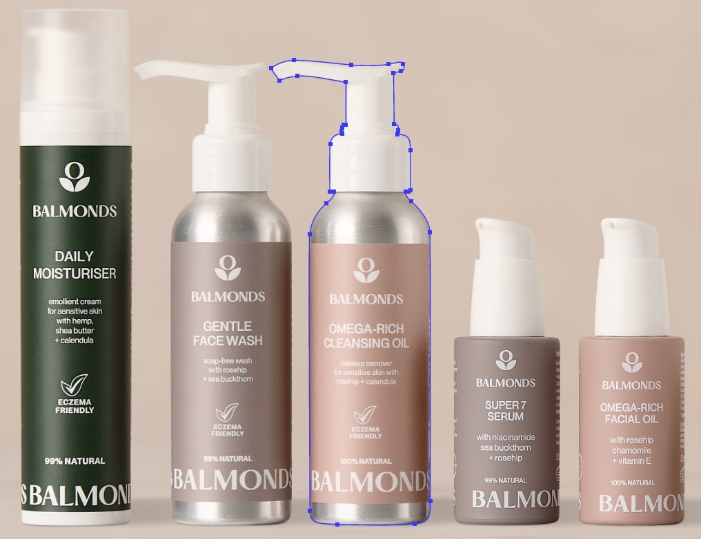 Drawing the Paths Photoshop pen tool drawing precise clipping paths around different parts of a product