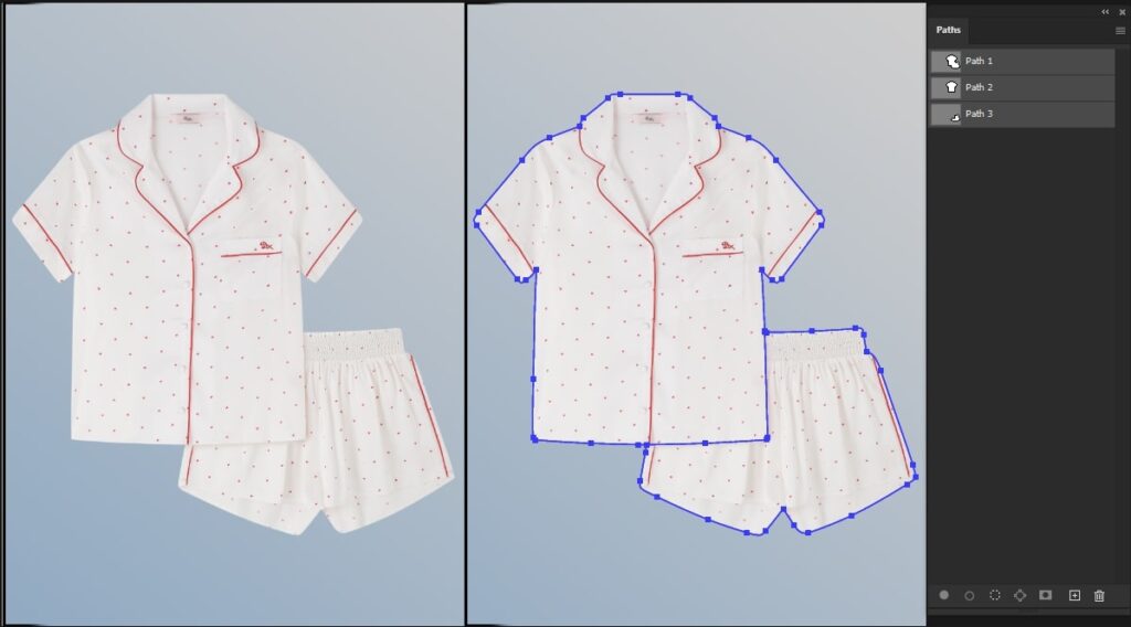 Multiple Clipping Path Services Example Illustration explaining the concept of multiple clipping path for product color change and adjustments