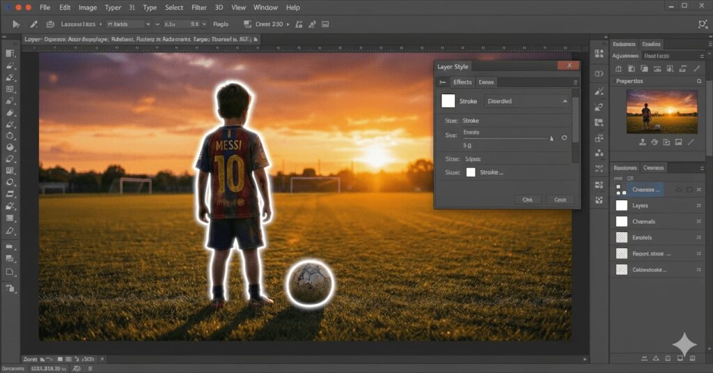 Applying the final stroke effect to outline the image