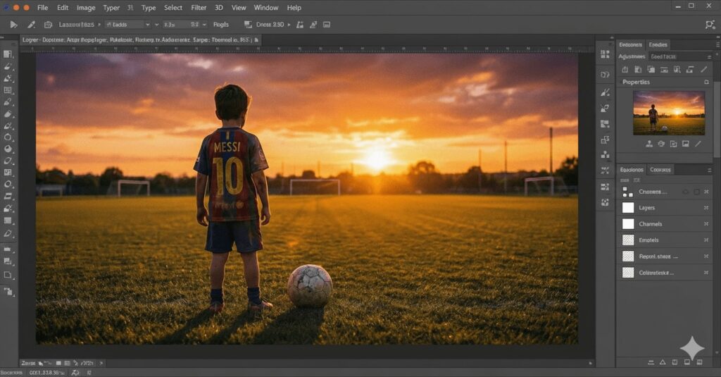 Opening an image in Photoshop before applying outline using layer styles.