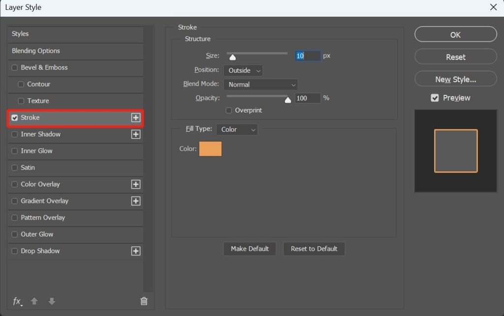 Adding a stroke effect to outline text in Photoshop