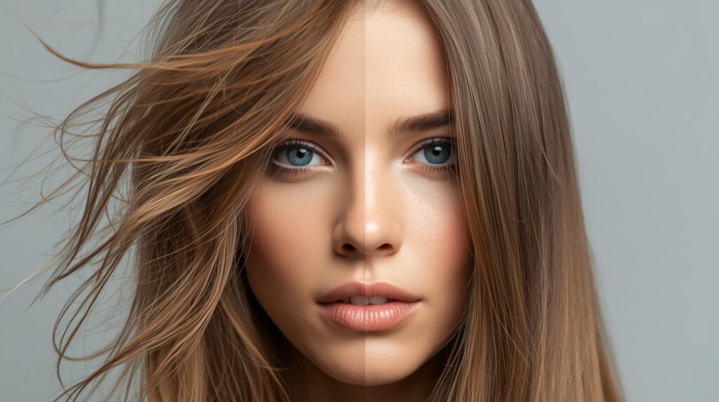Touching up hair in photographs using professional Photoshop retouching techniques