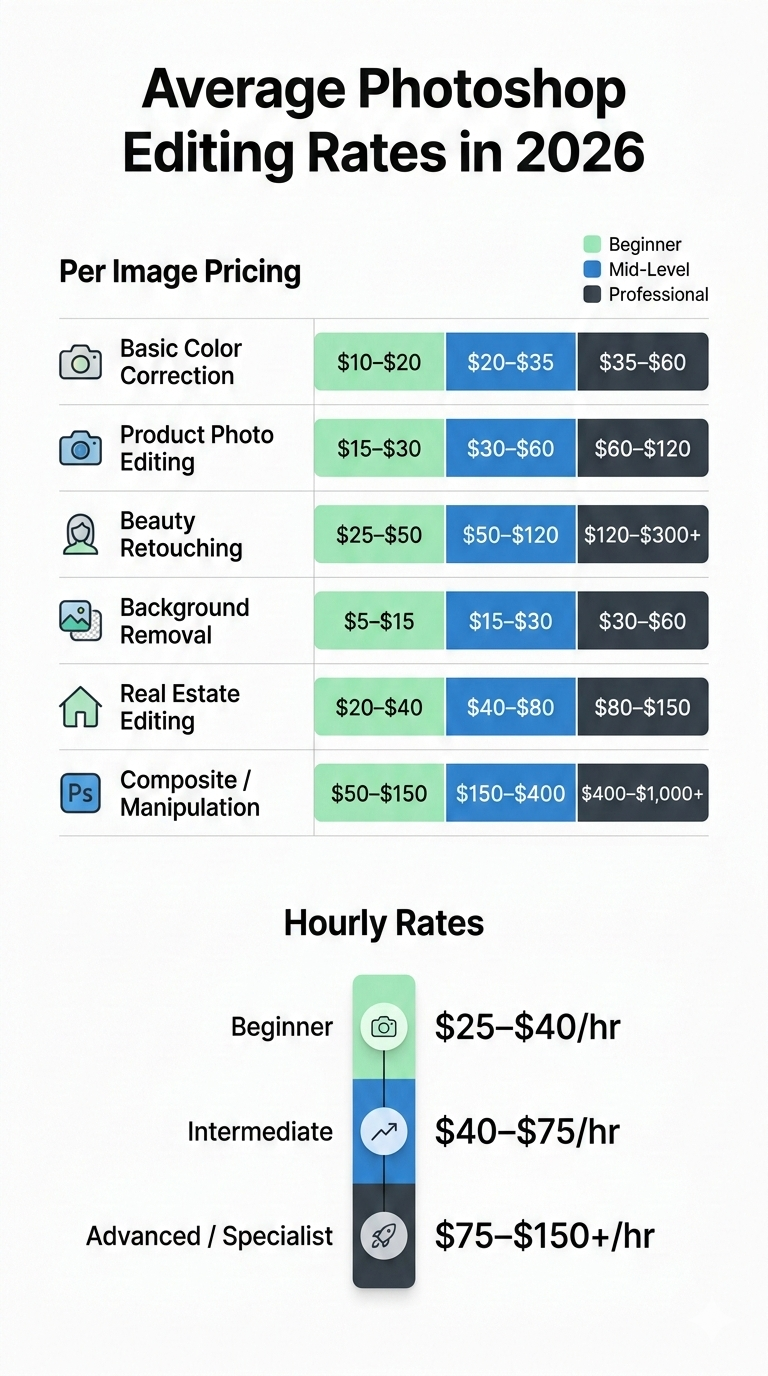 Photo Editing Rates How Much To Charge For Photoshop Editing? Ultimate 2026 Pricing!