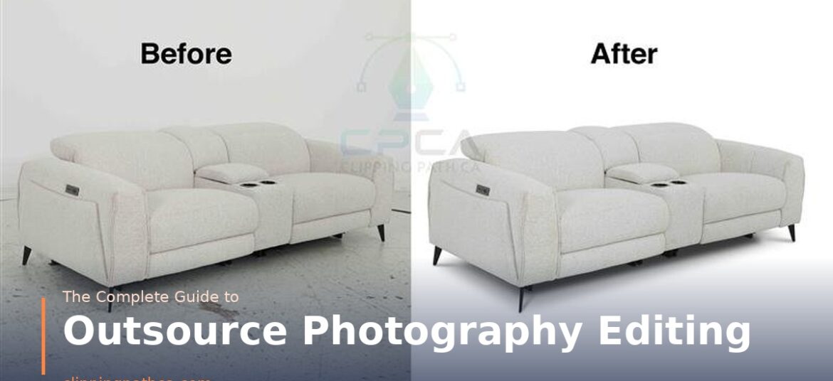 outsource photography editing — before and after sofa product image