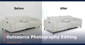outsource photography editing — before and after sofa product image