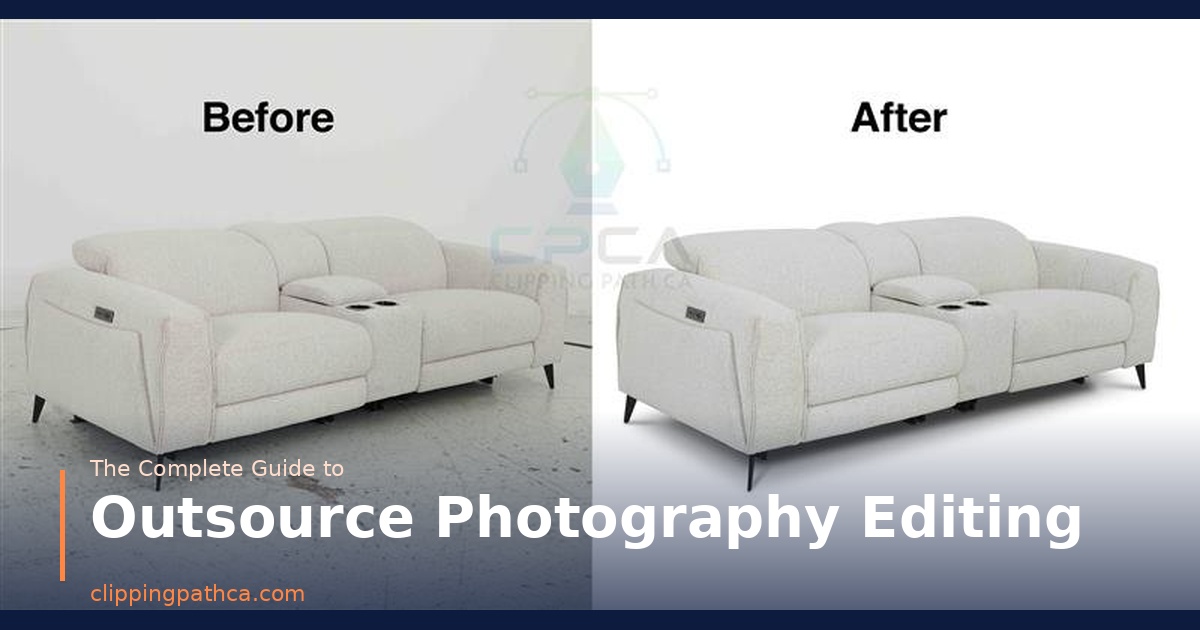 outsource photography editing — before and after sofa product image