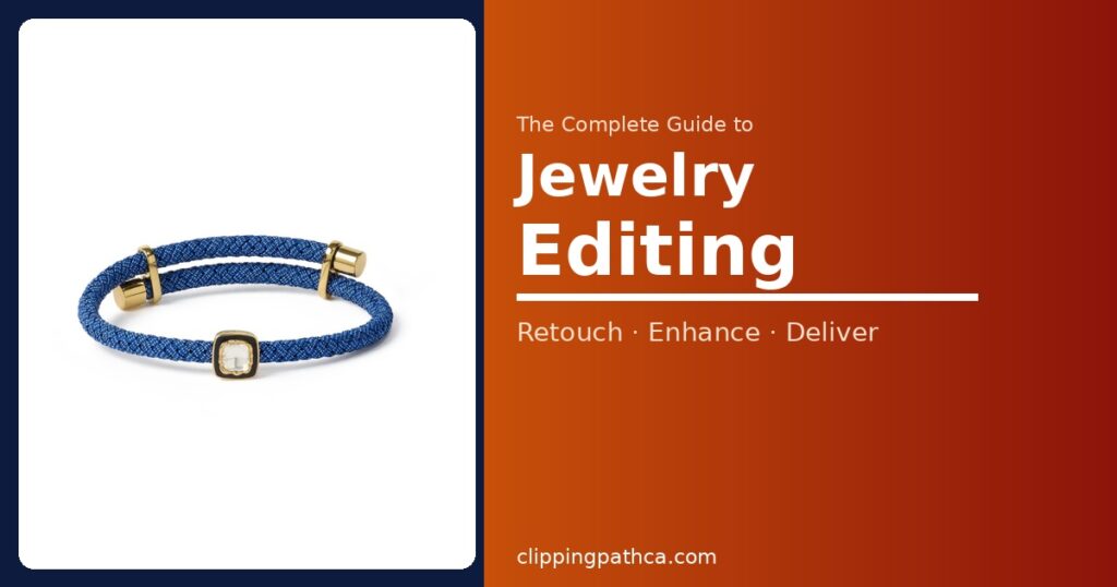 professional jewelry editing example — blue rope bracelet with gold accents on white background
