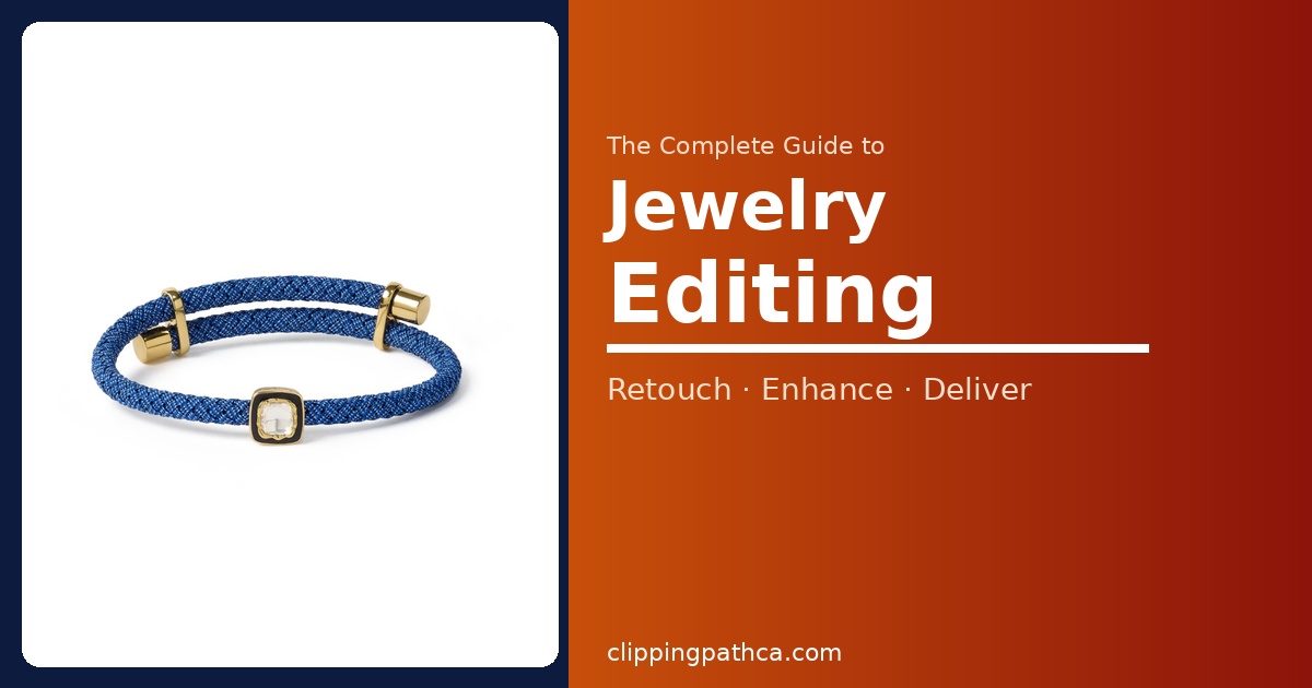 professional jewelry editing example — blue rope bracelet with gold accents on white background
